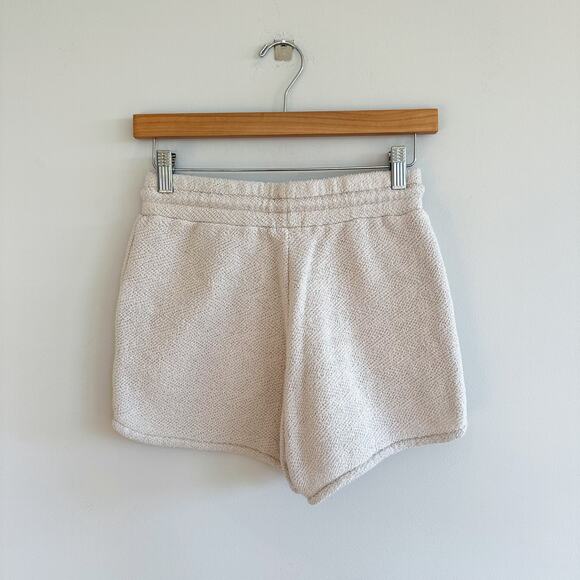 Faherty Cotton Textured Drawcord Waist Sweat Shorts Cream XS - Picture 3 of 9